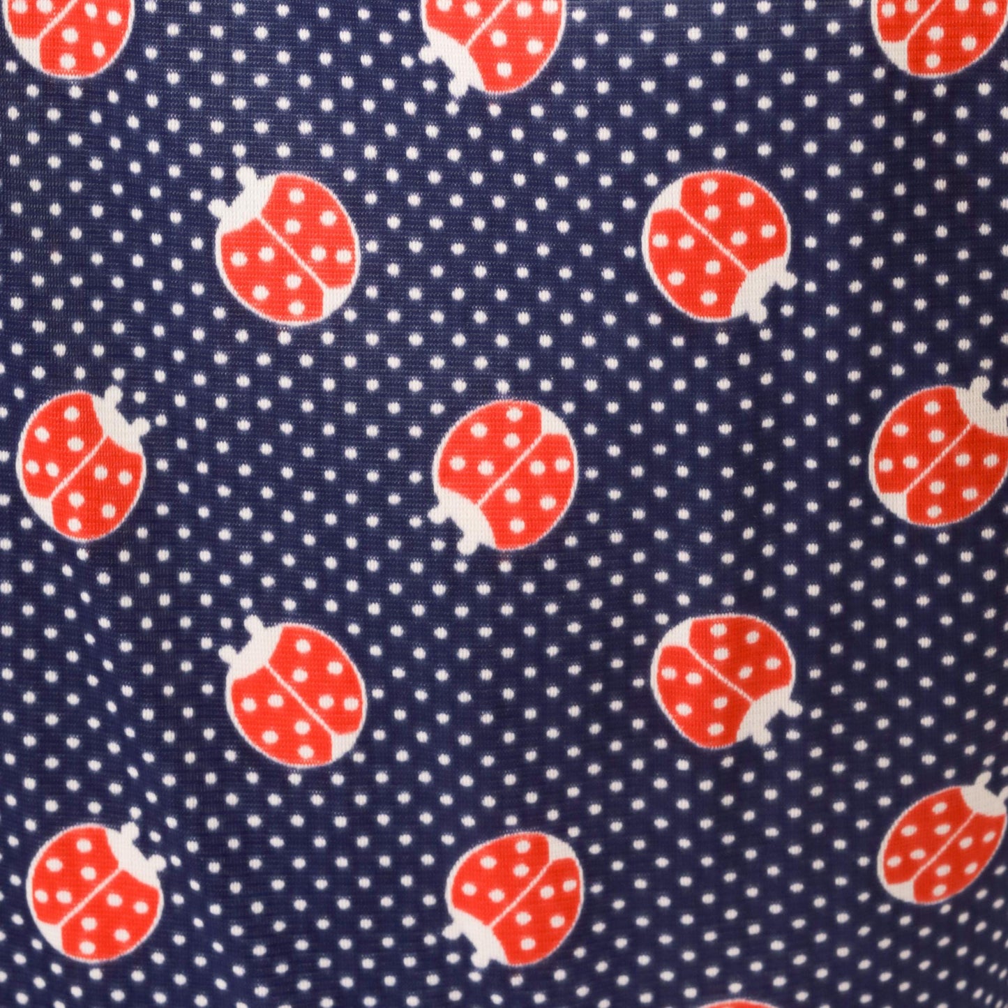 60s Navy Ladybug Polka Dot A-Line Dress Sleeveless Scoop Neck Medium