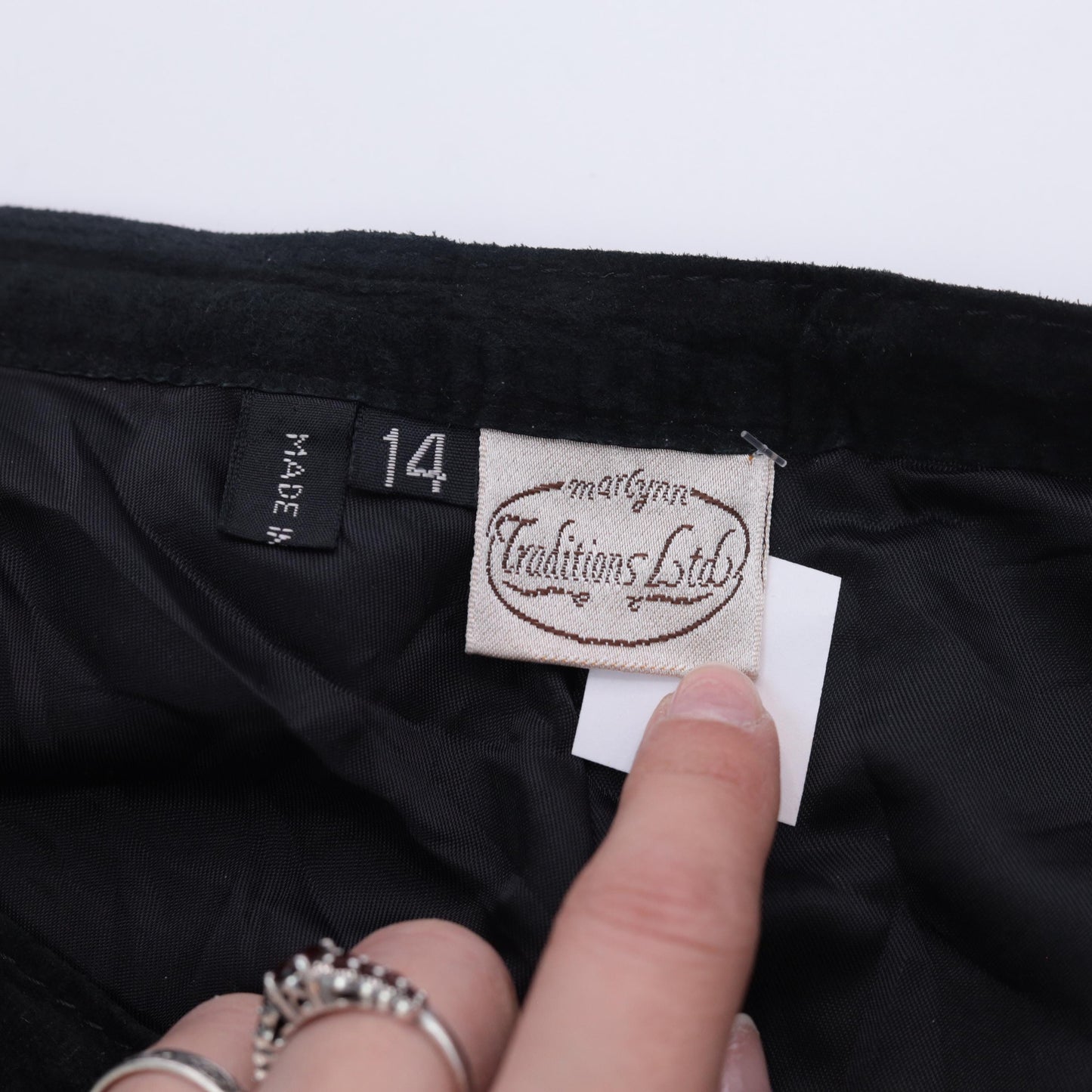 90s Marlynn Traditions Black Leather Maxi Skirt A-Line Large L