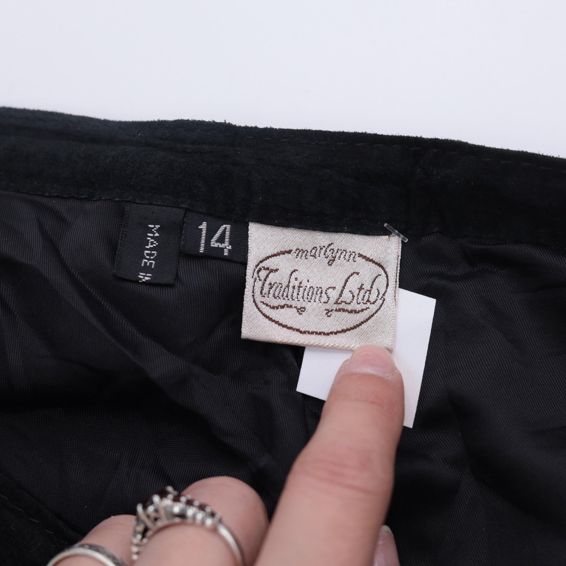 90s Marlynn Traditions Black Leather Maxi Skirt A-Line Large L