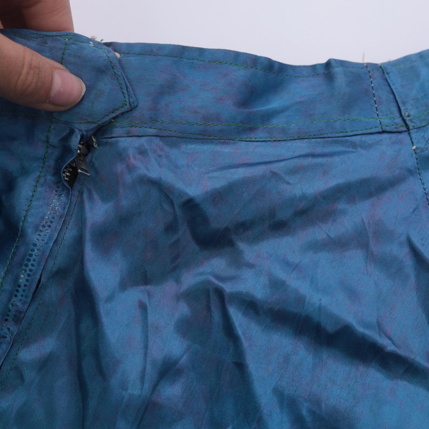 1940s Turquoise Circle Maxi Skirt Floral Embroidered High Waist XXS