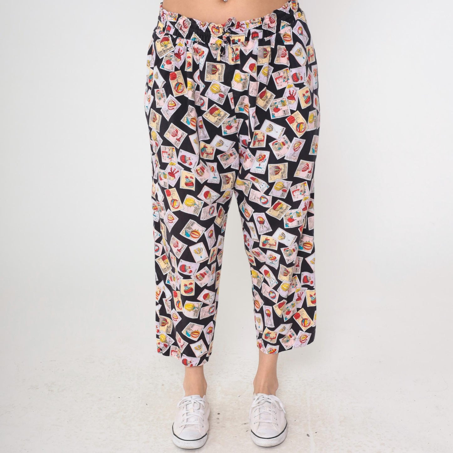 90s Hot Air Balloon Stamp Print Matching Set Shirt Pants Large L