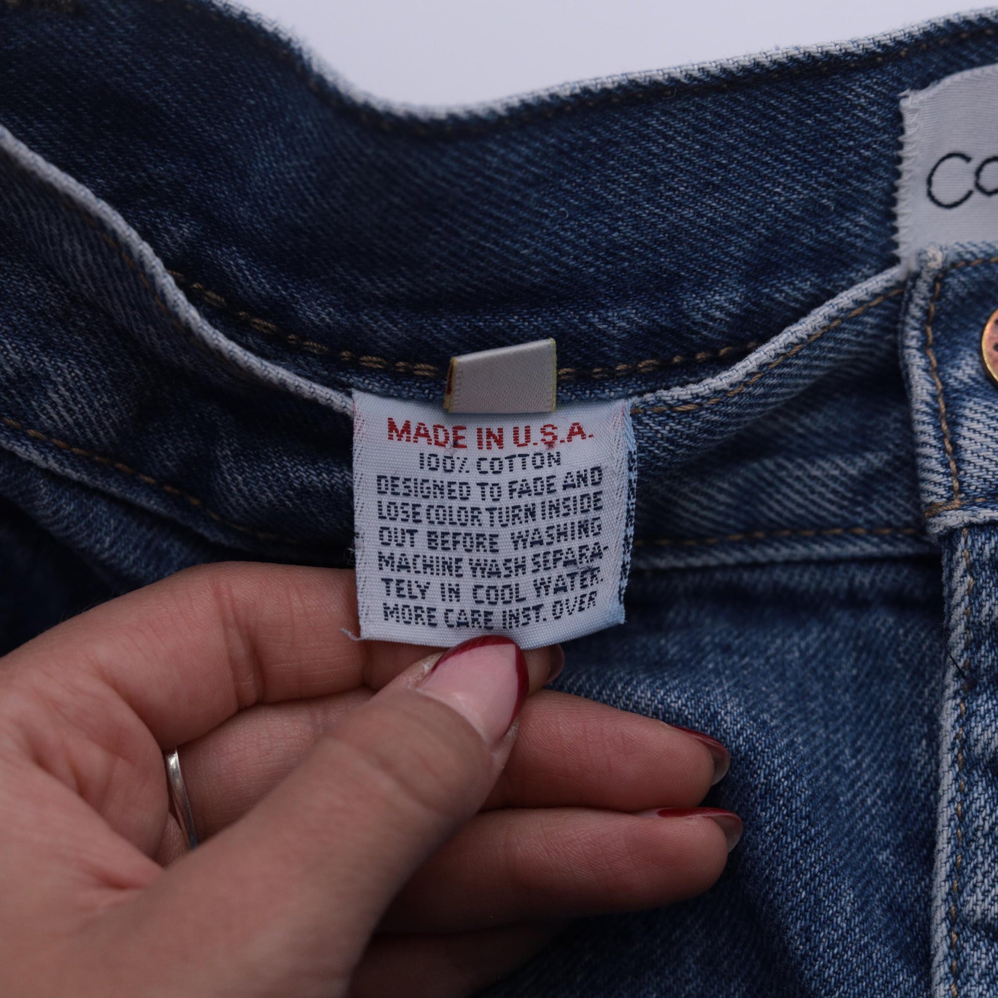 90s Calvin Klein Denim Mini Skirt High Waist Button Front Medium Blue Size 10