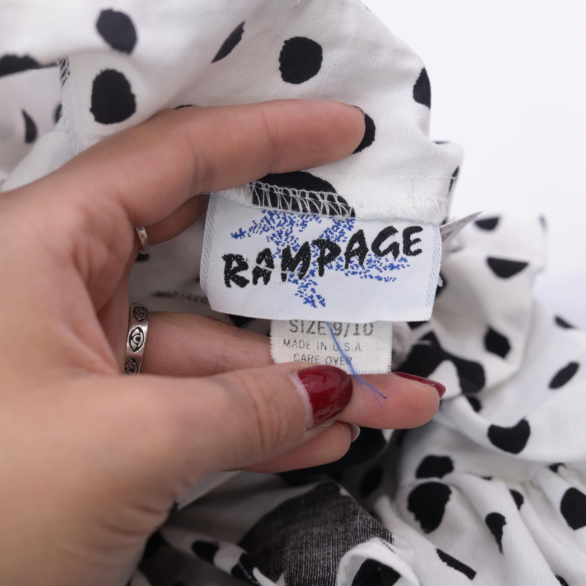 80s Rampage Strapless Mini Dress Black White Polka Dot Floral Sweetheart Small
