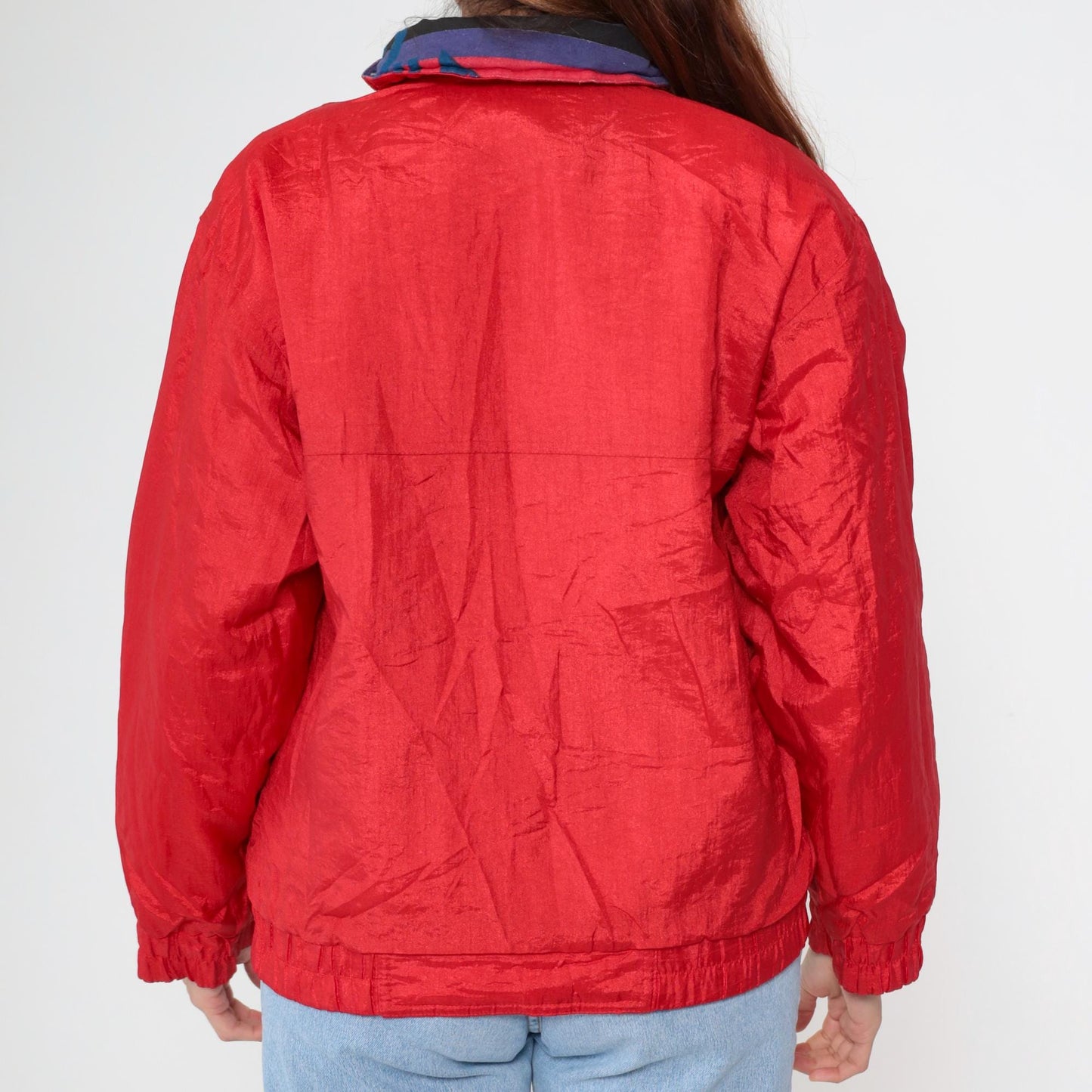 90s Geometric Southwest Reversible Windbreaker Red Blue Purple Small