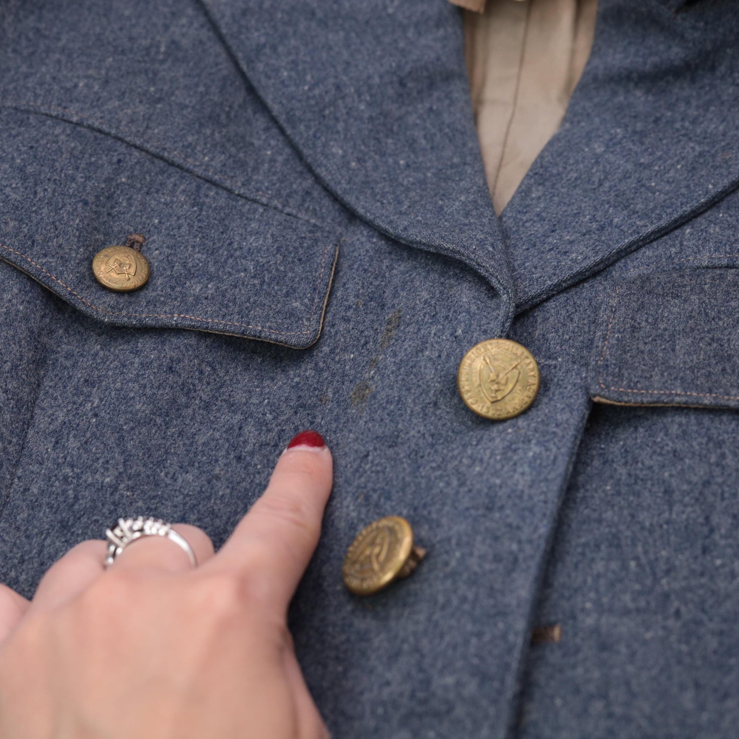 60s Burk & Co Military Academy Wool Blazer Blue-Gray Gold Button XS