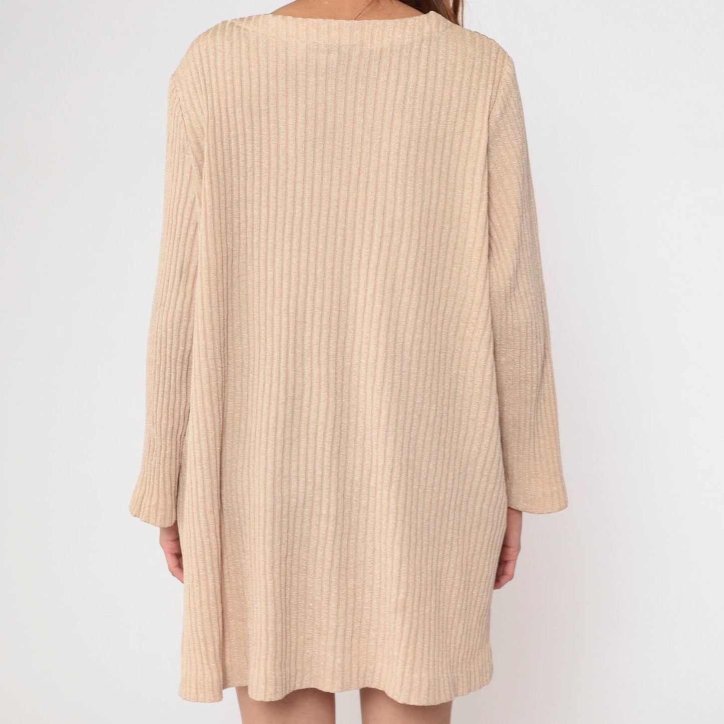 Y2K Kathryn Deene Ribbed Knit Cardigan Cream Button-Front V-Neck Medium