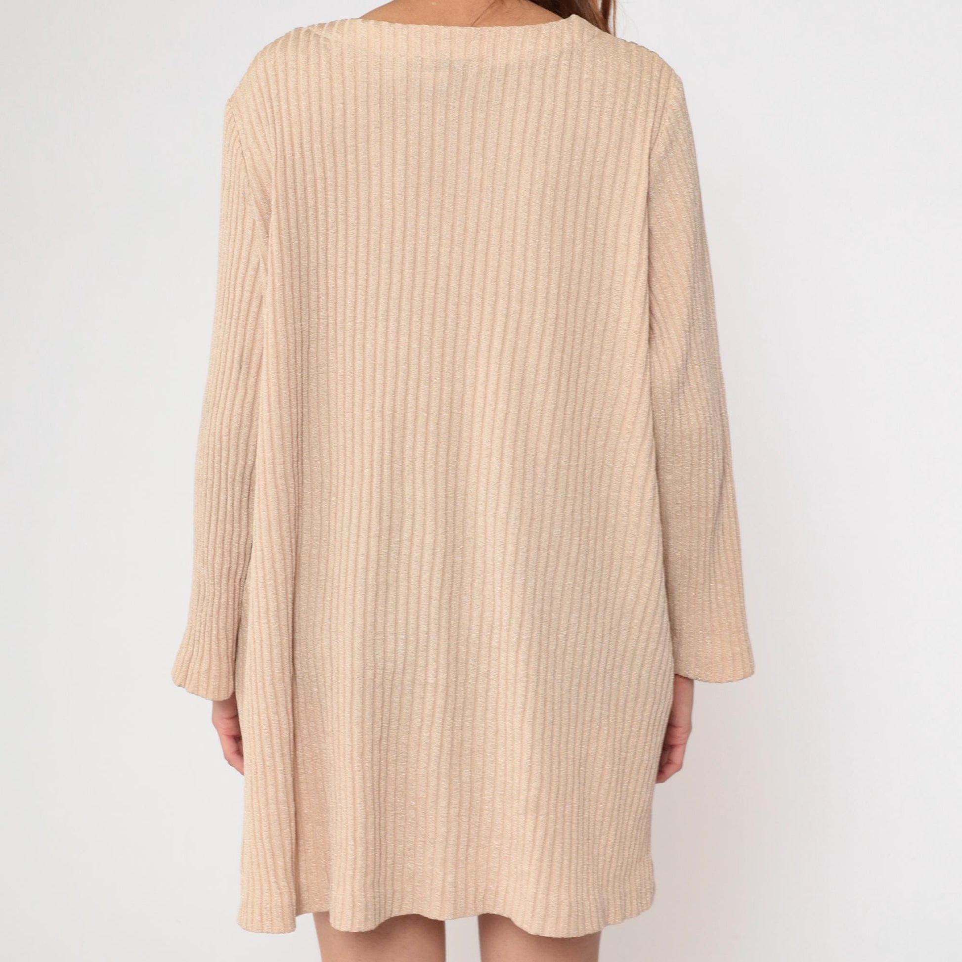 Y2K Kathryn Deene Ribbed Knit Cardigan Cream Button-Front V-Neck Medium