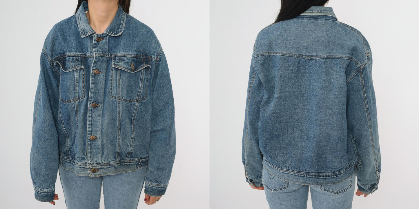 90s DAX Denim Jacket Button Front Cotton Trucker Coat Extra Large XL