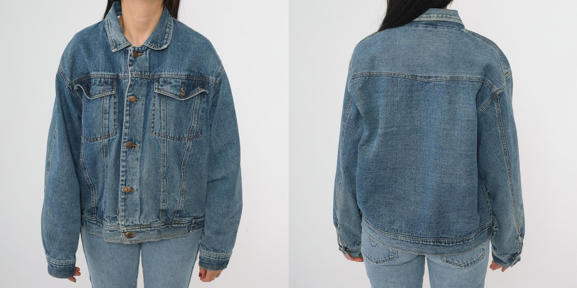 90s DAX Denim Jacket Button Front Cotton Trucker Coat Extra Large XL