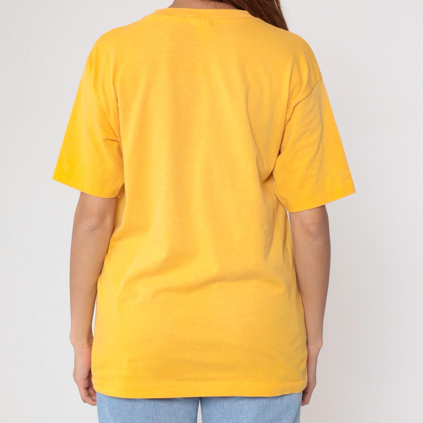 90s Garfield County Mustangs Montana High School Graphic Tee Yellow XL