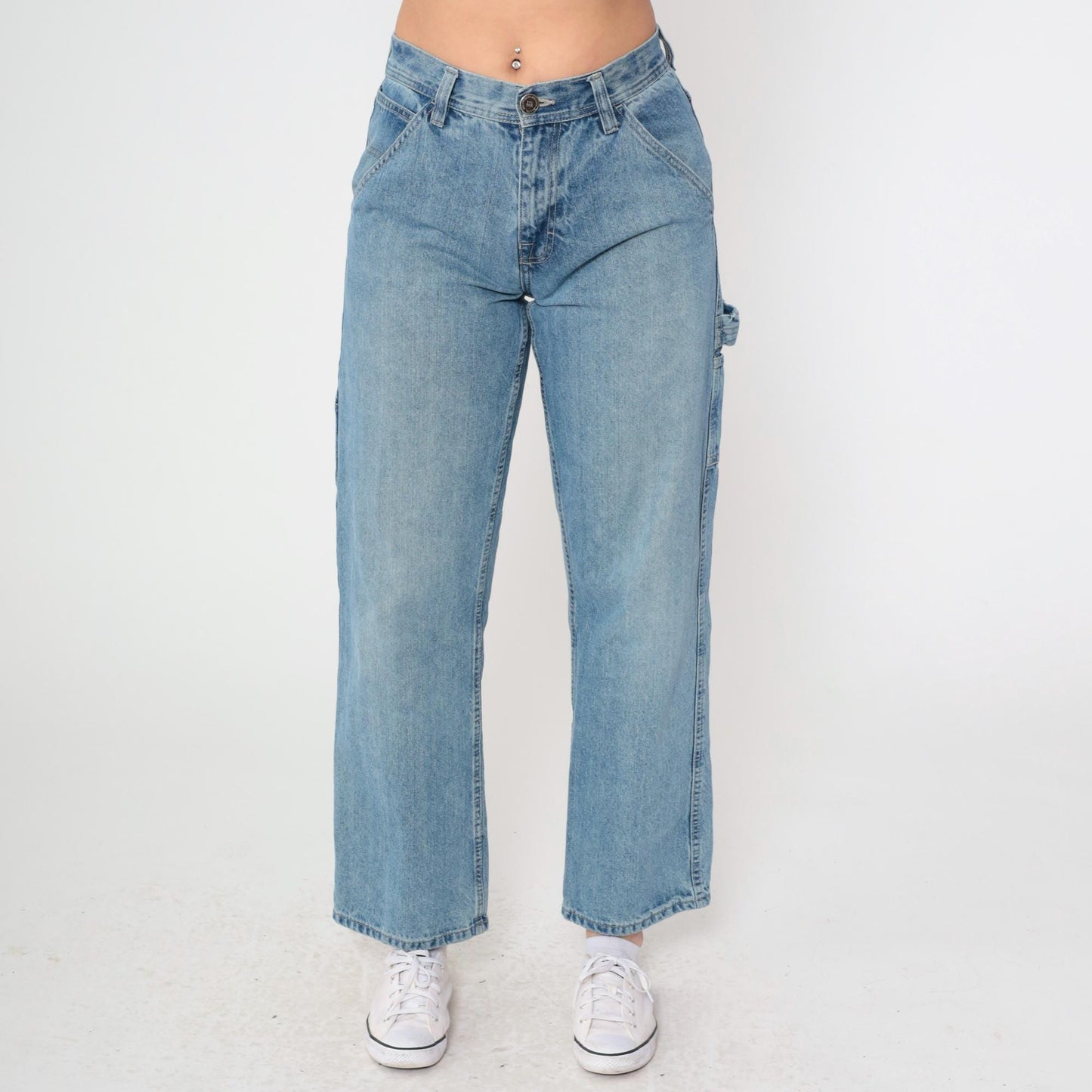 Y2K Arizona Jean Cargo Jeans Blue Denim Mid Rise Baggy Medium 30