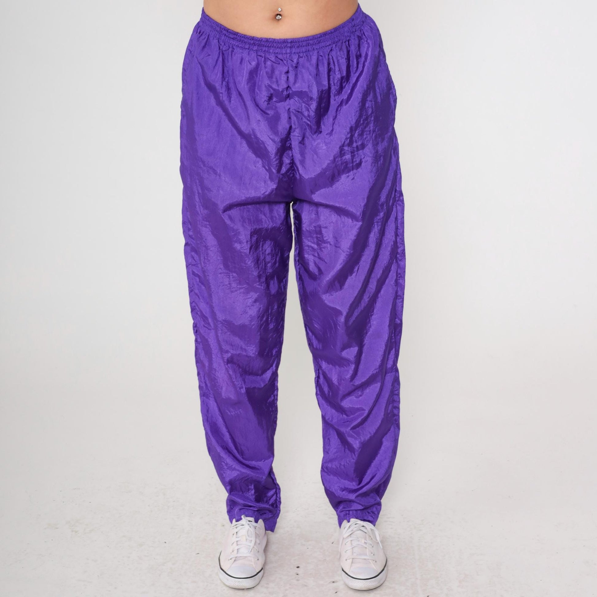 90s Purple Satin Tracksuit Quilted Bomber Jacket Track Pants Large