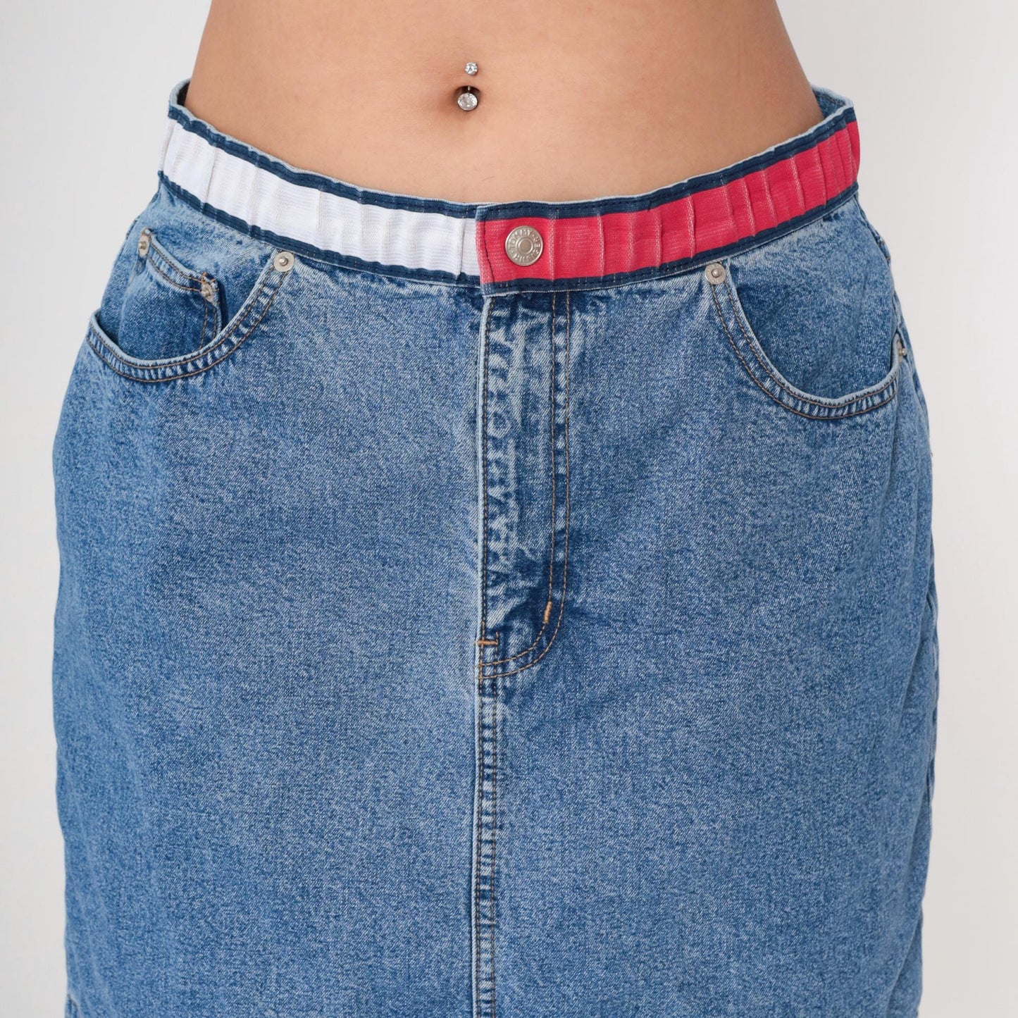 Tommy Hilfiger Y2K Denim Mini Skirt High Waist Blue Pencil Extra Large