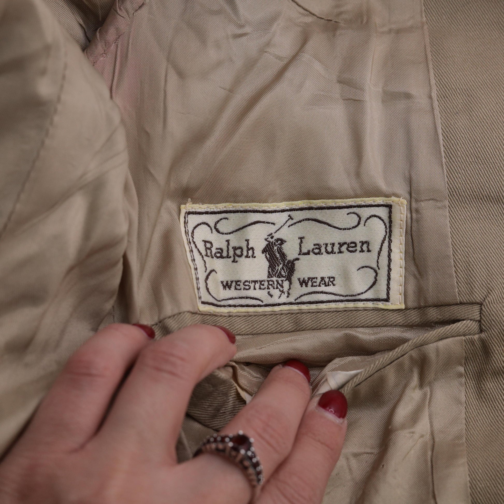 70s Ralph Lauren Western Wear Blazer Tan Cotton Equestrian Jacket Extra Small XS