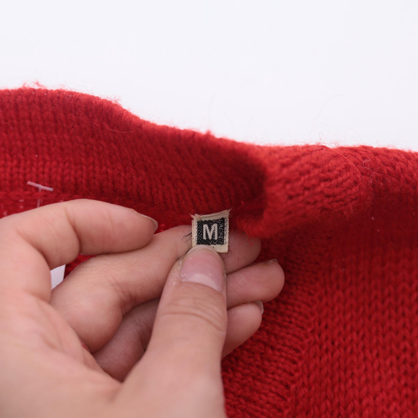 80s Red Knit Sweater Preppy Crewneck Button Detail Small