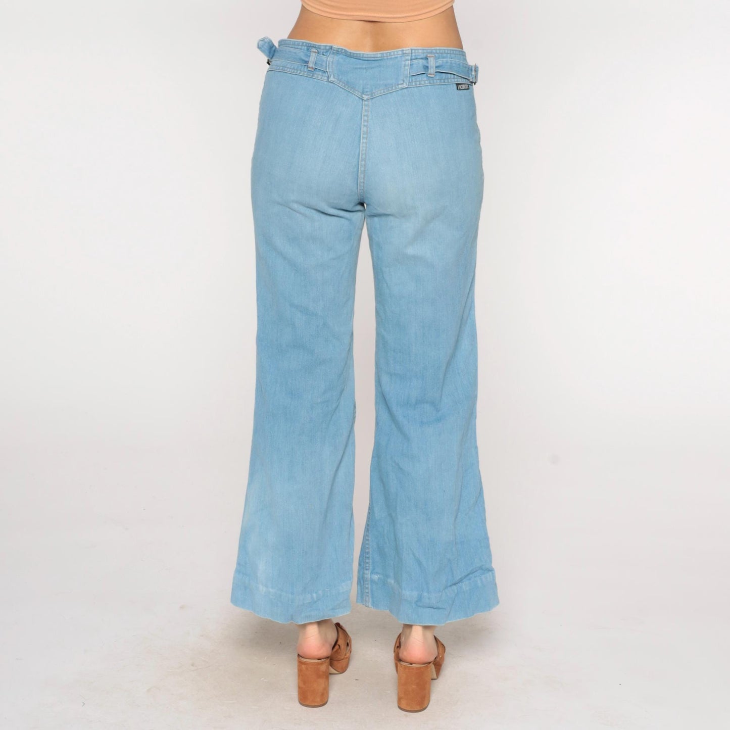 70s Viceroy Bell Bottom Flare Jeans Light Blue Denim High-Waist Extra Large