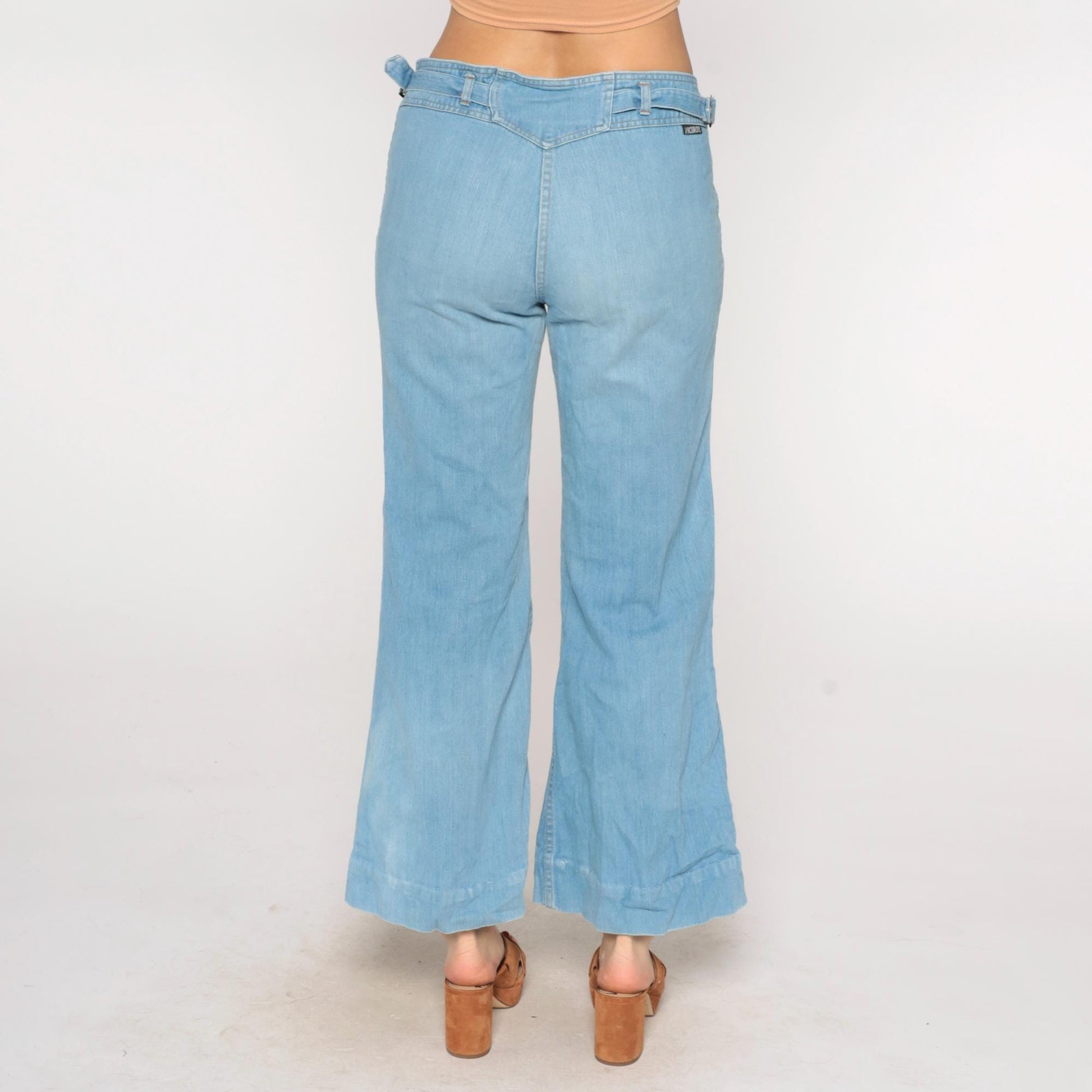 70s Viceroy Bell Bottom Flare Jeans Light Blue Denim High-Waist Extra Large