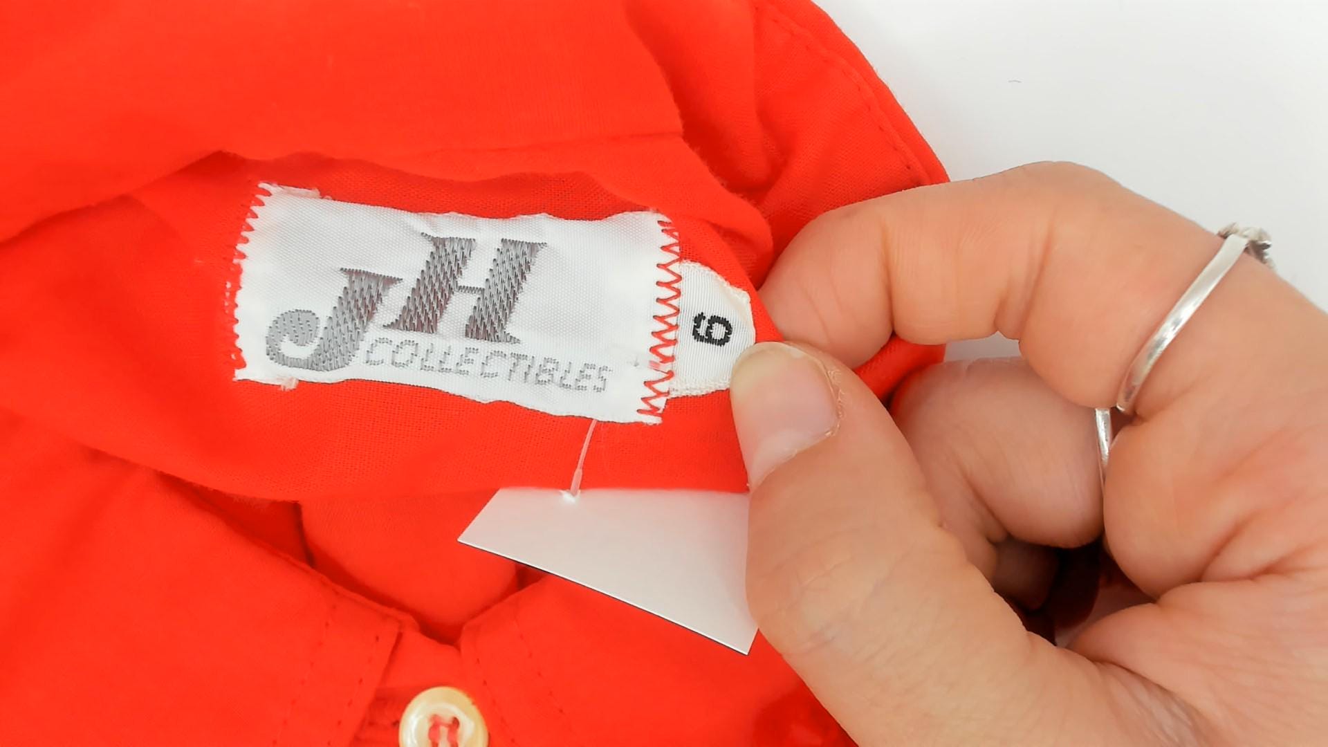 70s JH Collectibles Red Button-Up Shirt Point Collar Long Sleeve Small