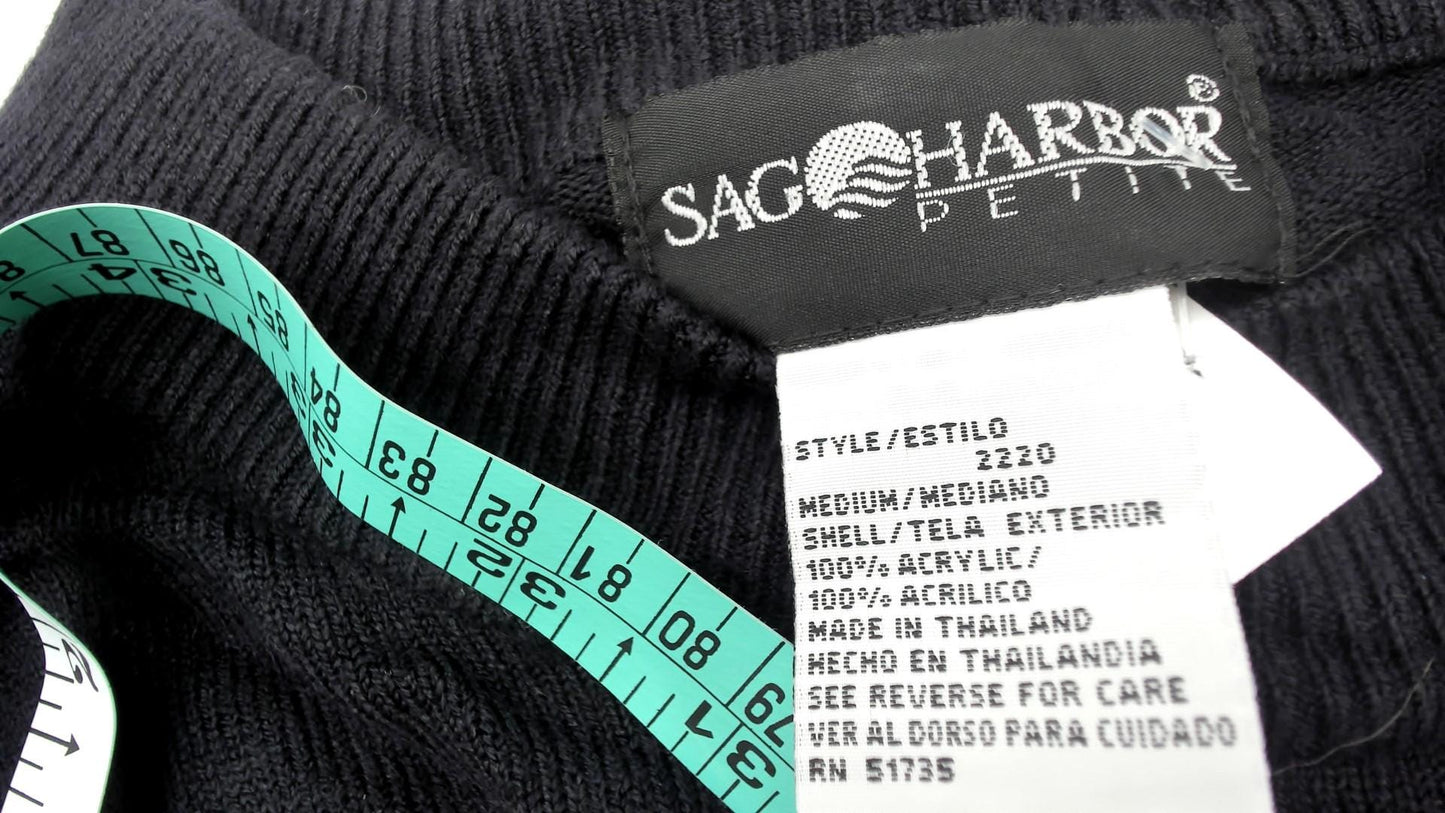 90s Black Crew Neck Sweater Drop Shoulder Pullover Medium M