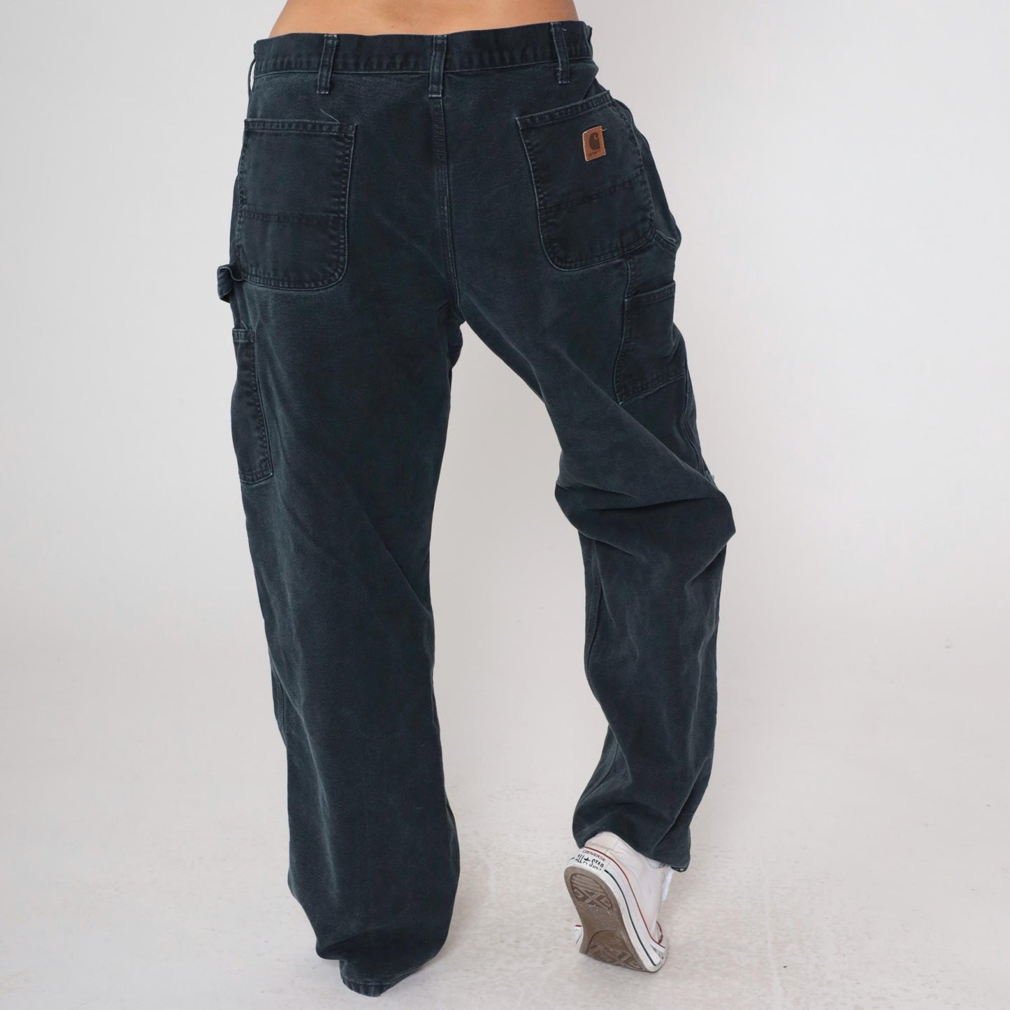 90s Carhartt Black Double Knee Work Pants 38x32 Denim Workwear Large