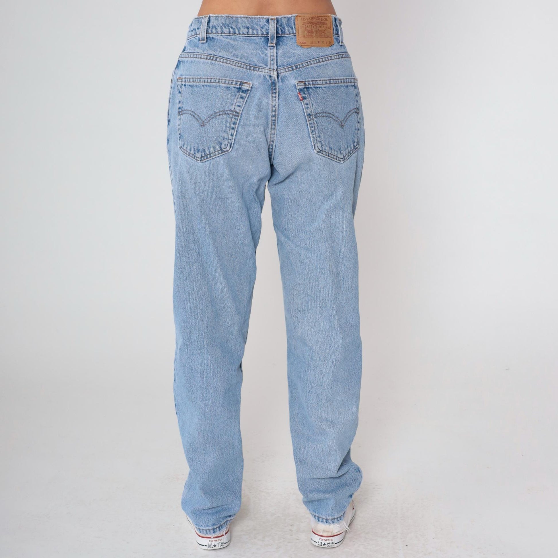 Levi's 560 High Waist Mom Jeans Blue Denim Straight Leg 32 Waist