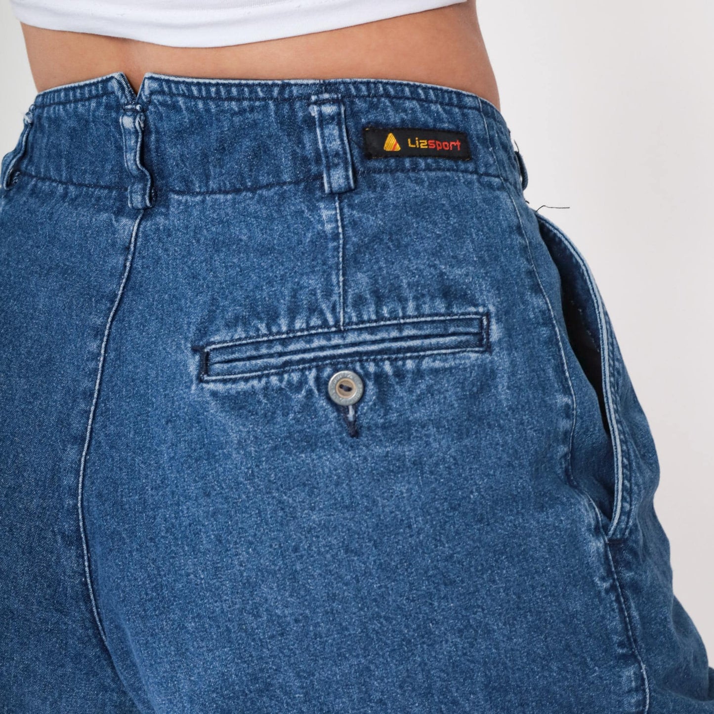 90s Liz Claiborne Pleated Jean Shorts Blue Denim High Waisted Medium