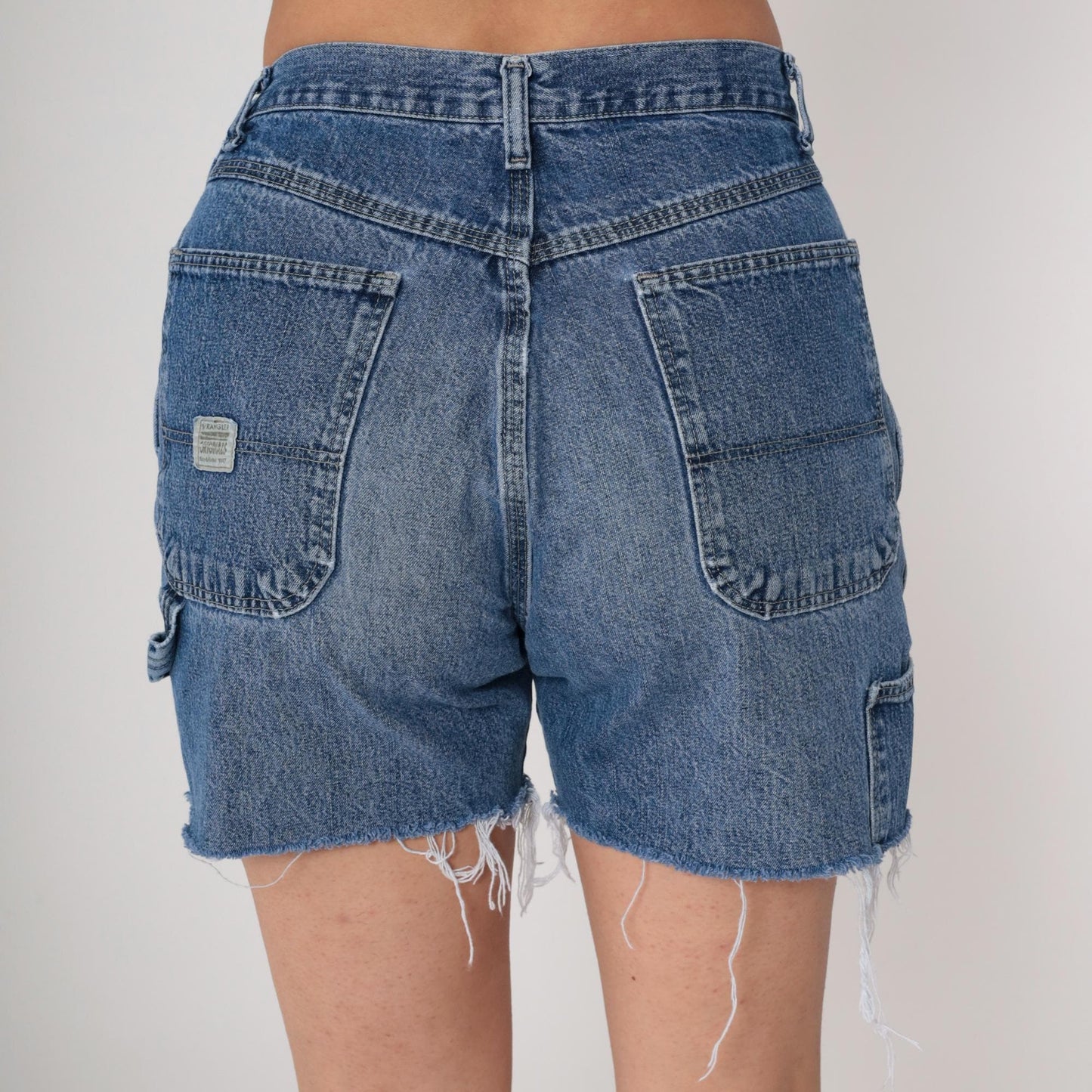 90s Wrangler Denim Cargo Shorts High Waist Blue Jean Medium 30