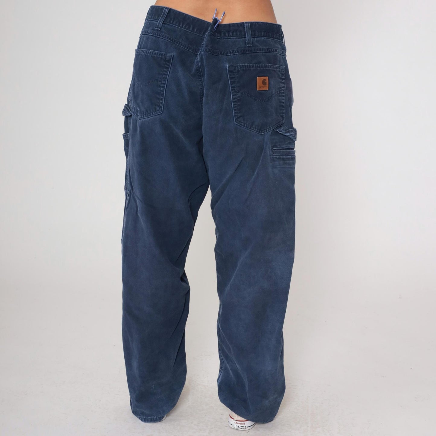Y2K Carhartt Navy Straight Leg Work Pants Hammer Loop 38x32