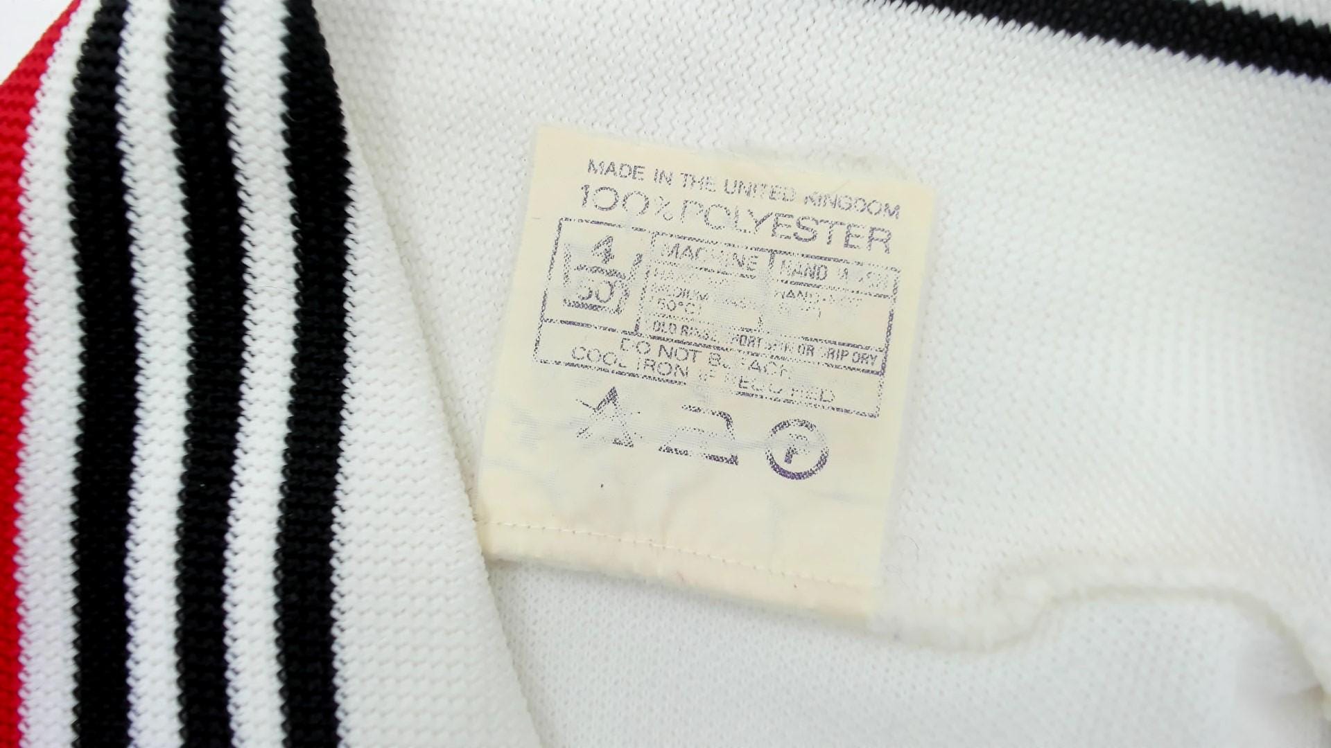 90s Admiral Polo Shirt White Red Black Striped Small S