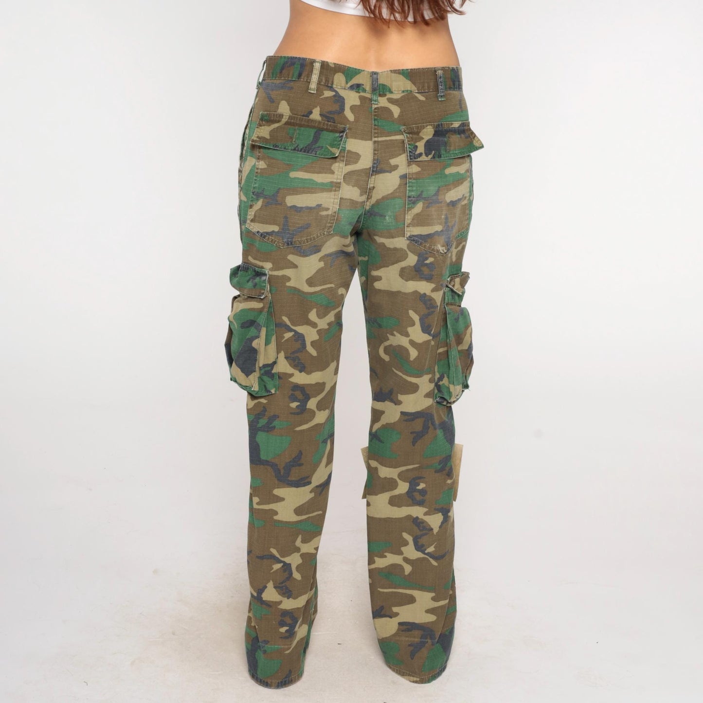 90s Woodland Camo Cargo Pants Military BDU Cotton USA Made Medium