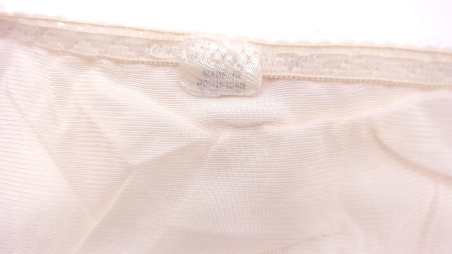 80s White Nylon Camisole Sheer Mesh Floral Lace Trim Tank Small