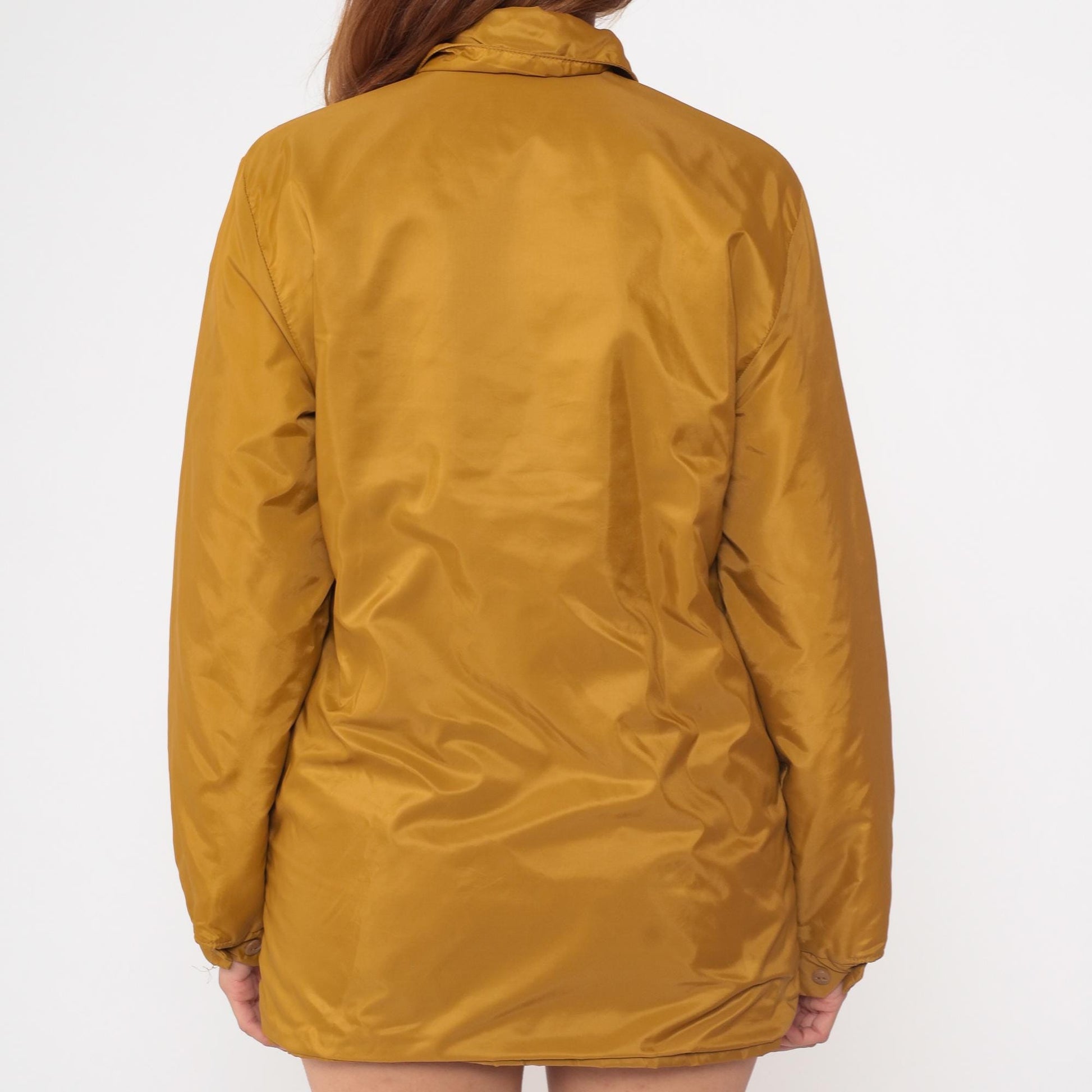 70s Pacific Trail Mustard Yellow Windbreaker Jacket Zip Front Small
