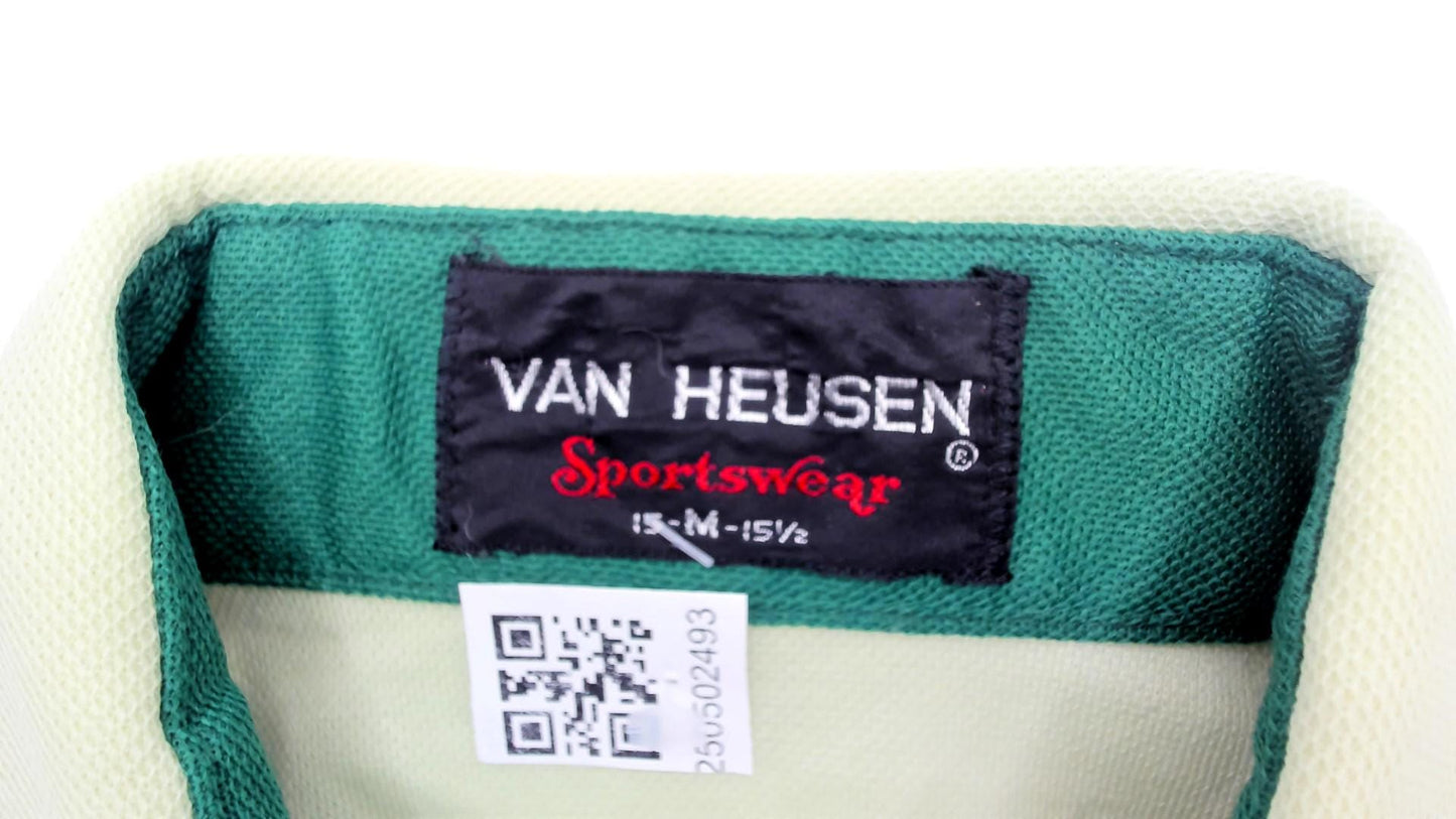 70s Van Heusen Mint Green Button Down Shirt Pointed Collar Polyester Medium