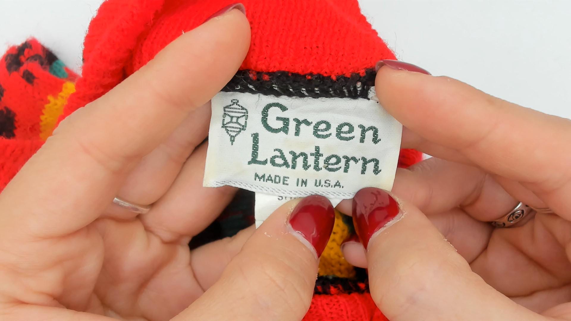 90s Green Lantern Aztec Geometric Sweater Multicolor Crew Neck Medium M