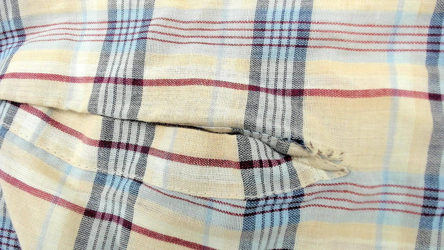 80s Levi's Plaid Button-Up Shirt Tan Brown Cotton Long Sleeve Large