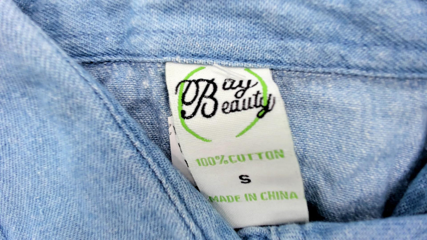 Y2K Las Vegas Casino Denim Shirt Embroidered Dice Gambling Small S