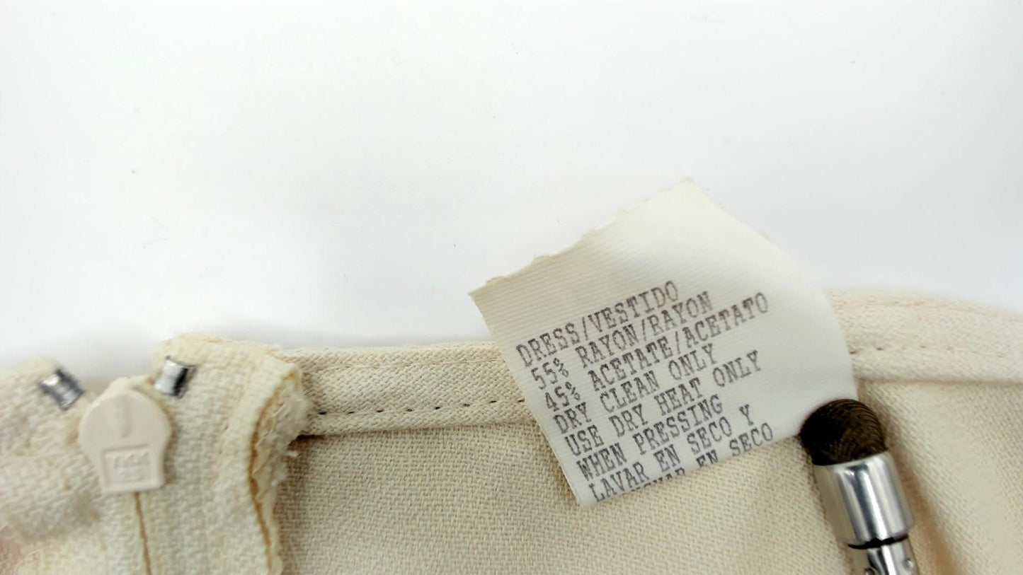 90s Minimalist Shift Dress Cream Sleeveless A-Line Midi Plus Size XXL