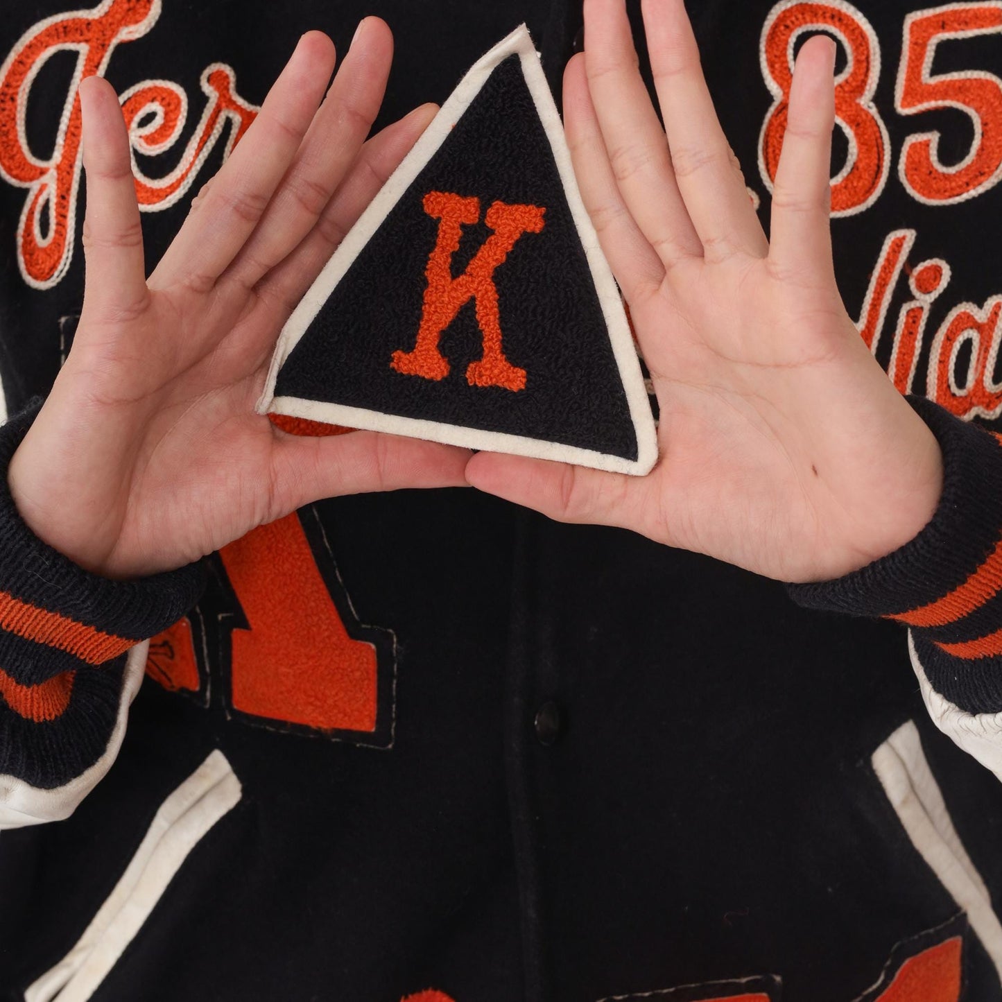80s Terry Indians Varsity Letterman Jacket Wool Leather Small