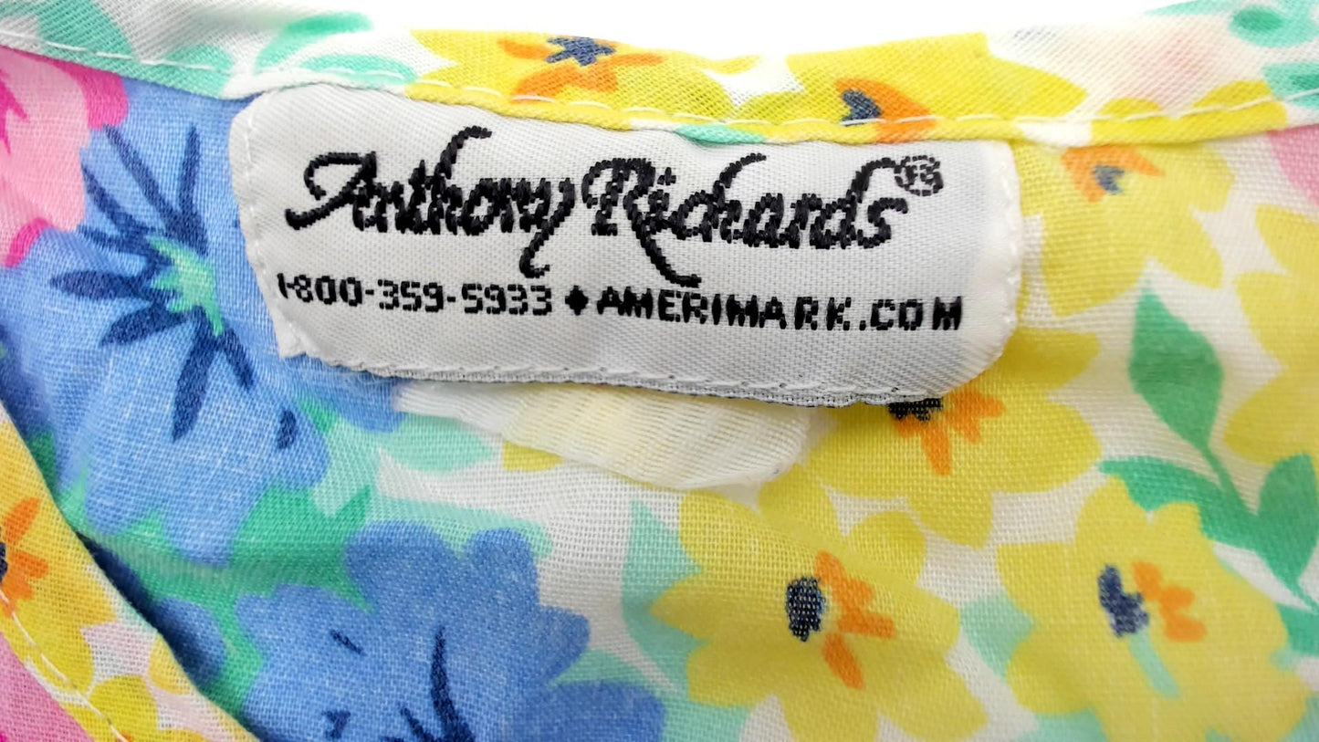 90s Anthony Richards Floral Midi Dress Sleeveless Drop Waist Medium M