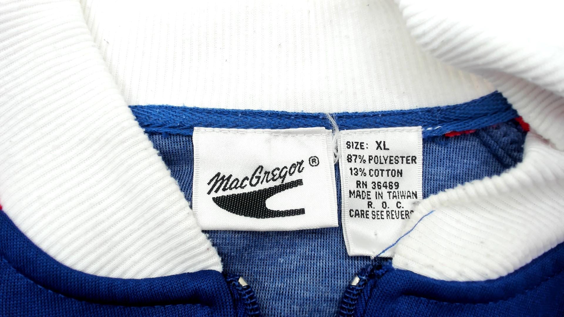80s MacGregor Track Jacket Royal Blue Striped Zip Sweatshirt Extra Large