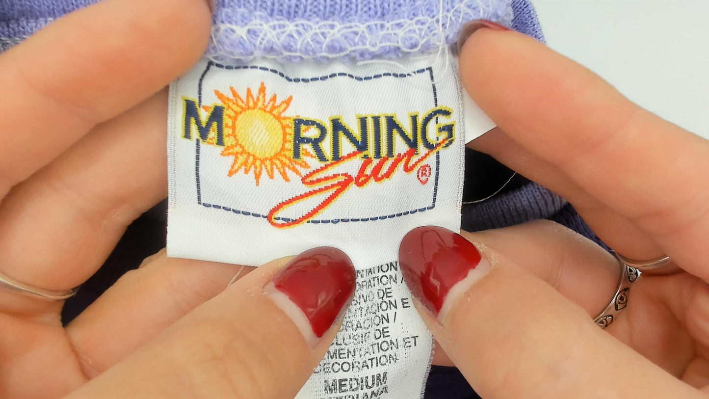 90s Morning Sun Purple Sweatshirt Red Hat Lady Graphic Crewneck Medium M