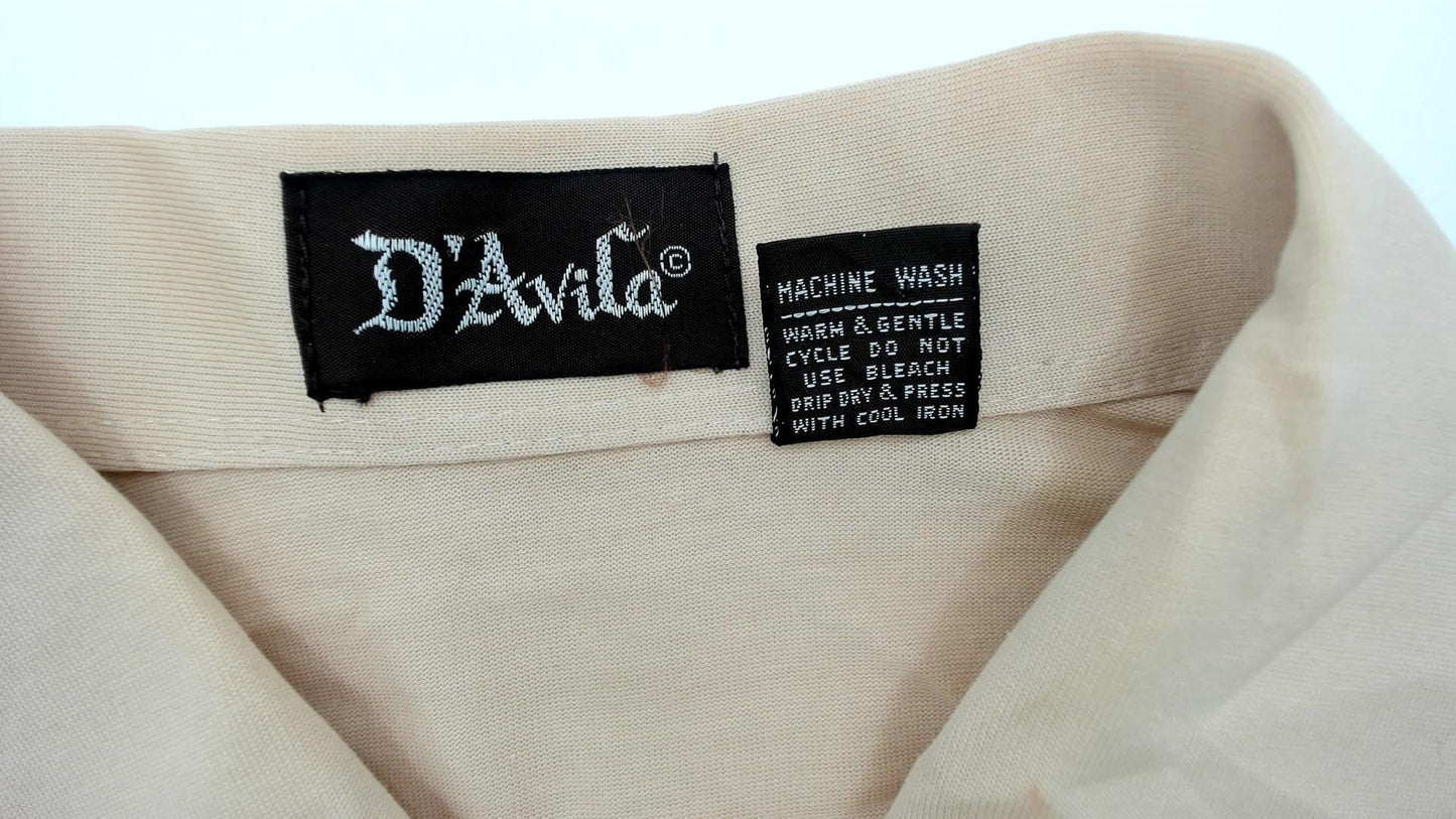 80s Davila Polo Shirt Beige Red Brown Striped Shoulder Medium
