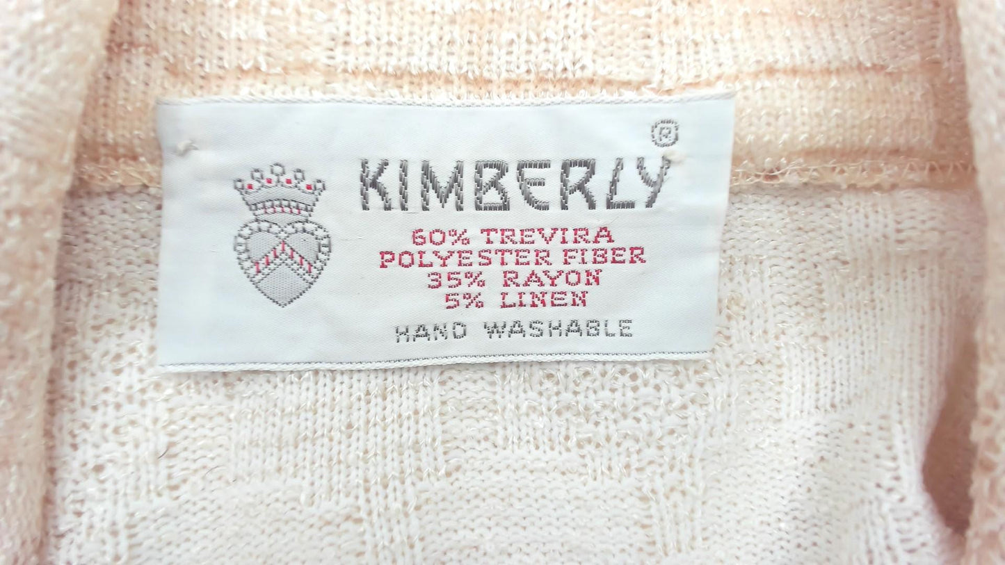 70s Kimberly Cream Blazer Textured Linen Blend Structured Button Front Small S