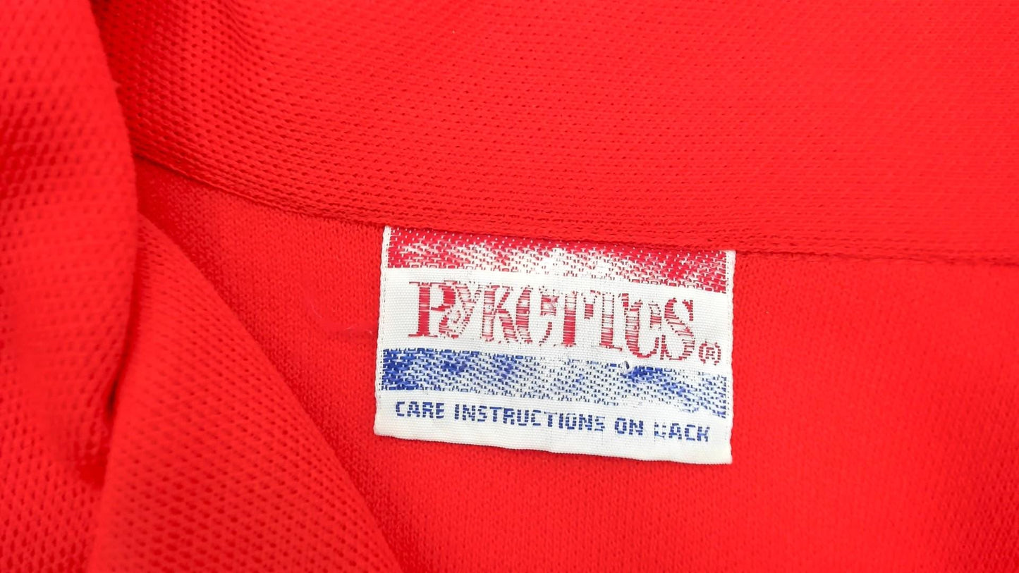 70s Pykettes Red Sleeveless Polo Collared Top Button Placket Medium