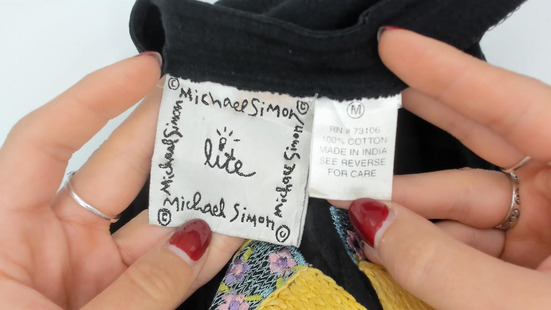 Y2K Lite Michael Simon Flip Flop Embroidered Cardigan Black Cotton Medium M