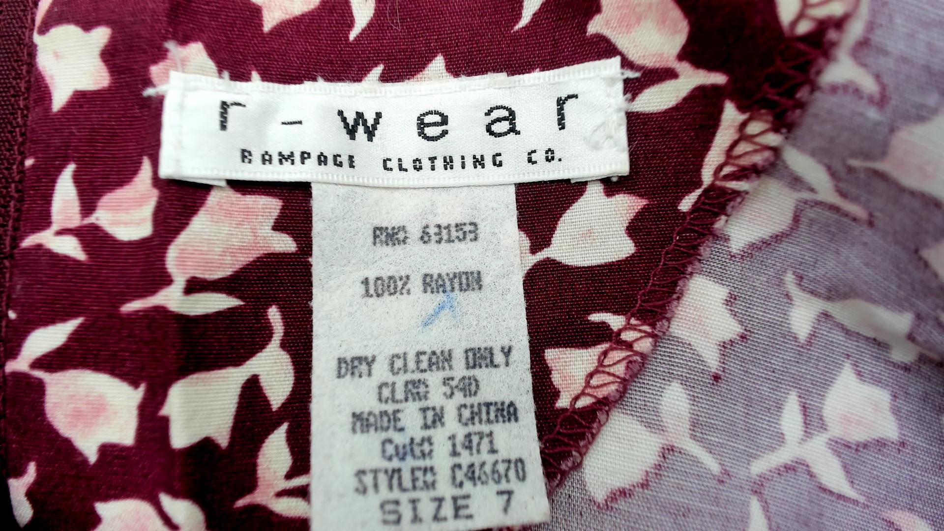 90s Burgundy Floral Midi Dress Rayon Sleeveless Scoop Neck Medium