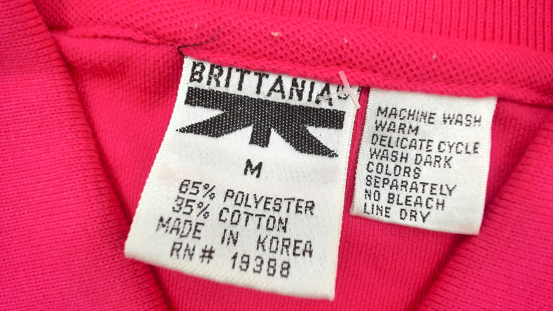 80s Brittania Polo Shirt Hot Pink Collared Short Sleeve Medium M