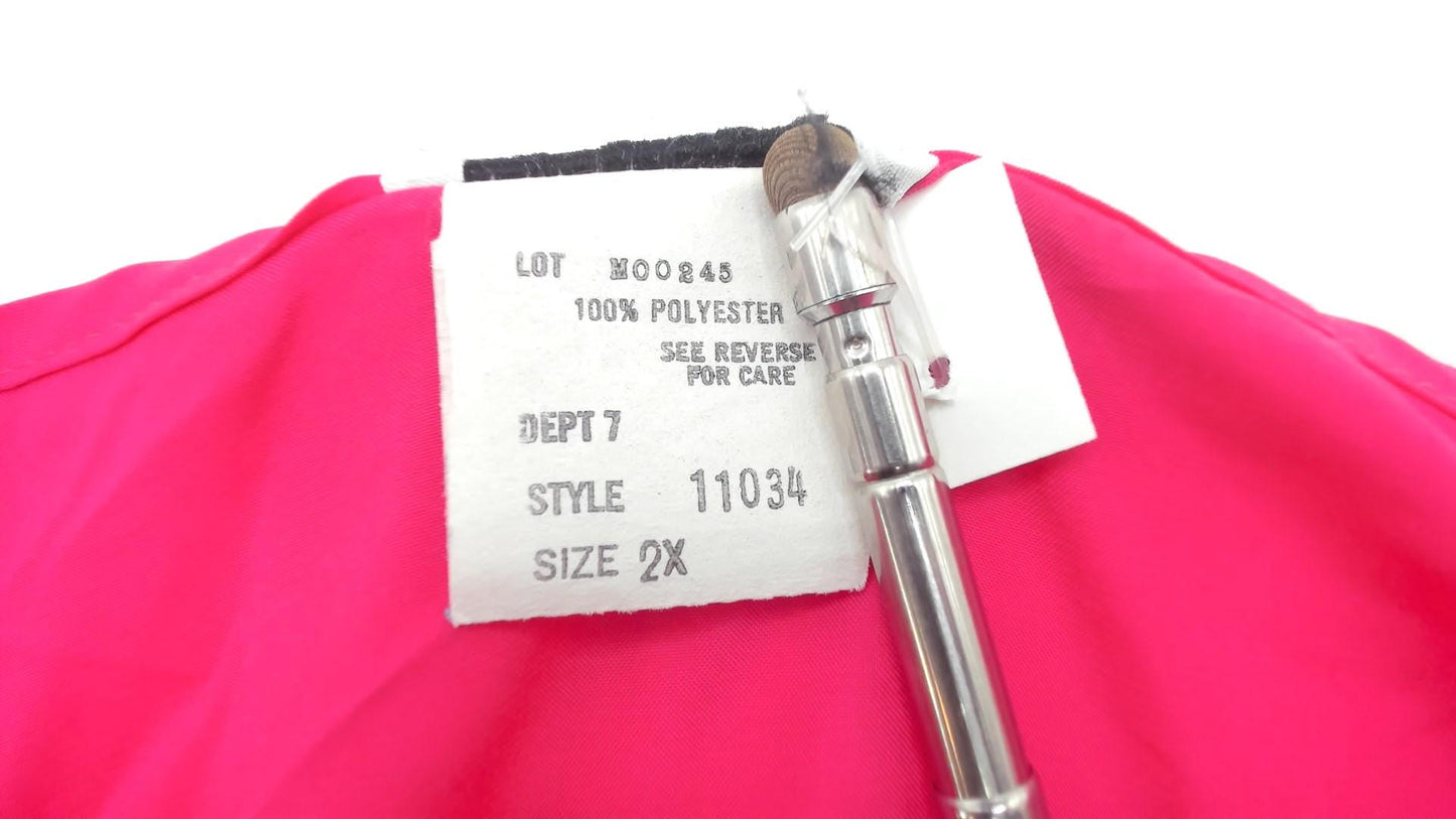90s Hot Pink Polyester Tunic Top Short Sleeve Scoop Neck Extra Large XXL