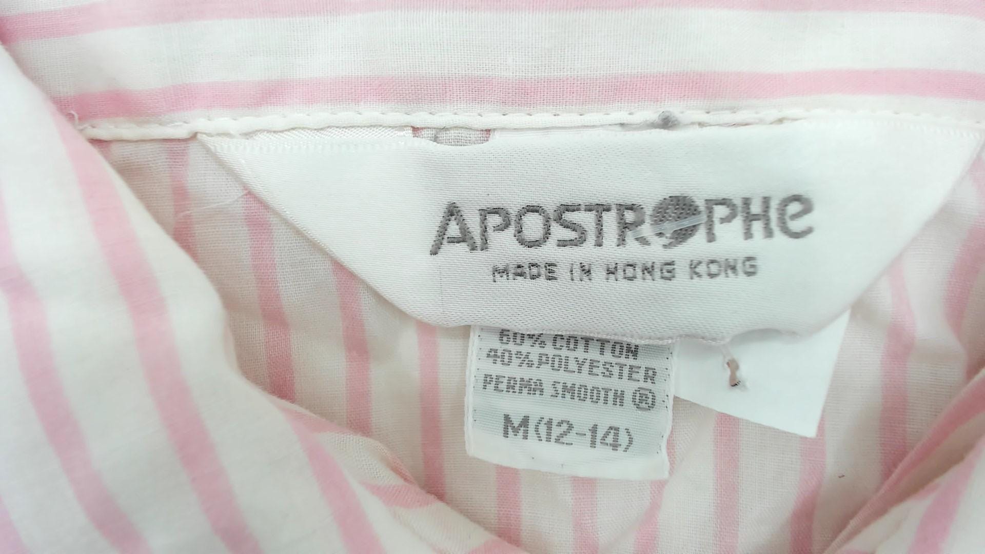 90s Apostrophe Pink White Striped Cotton Button Down Shirt Medium