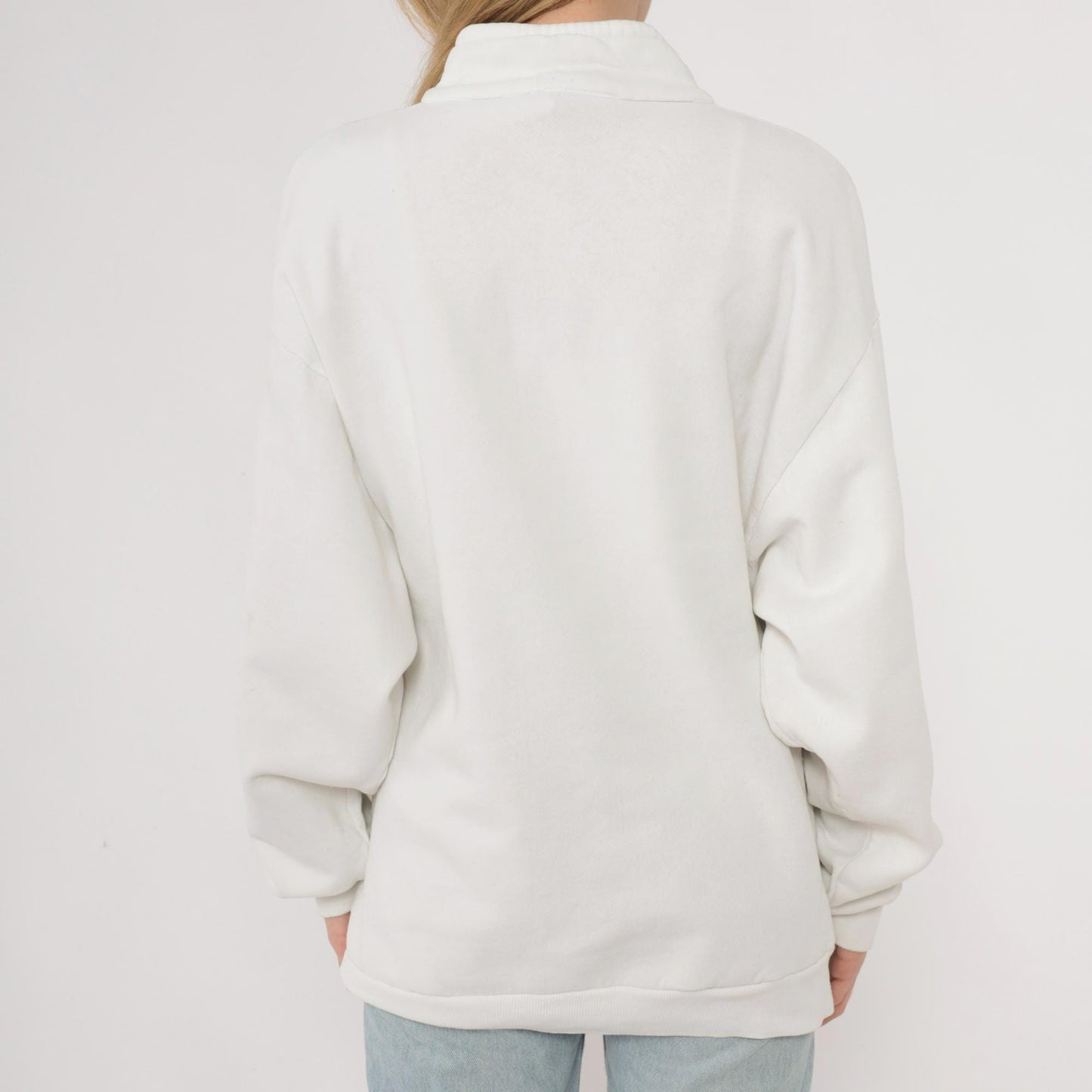 90s San Francisco Skyline Quarter-Zip Sweatshirt Cream Cotton Moon Bridge Medium